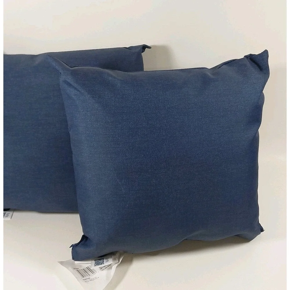 2 Pack Arden Outdoor Toss Pillow 16 x 16 Rain-Proof, Fade Resistant Navy Blue